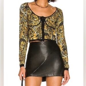 AMUR Ninetta Cropped Cheetah Cat Animal Print Cardigan Sweater Size S / M